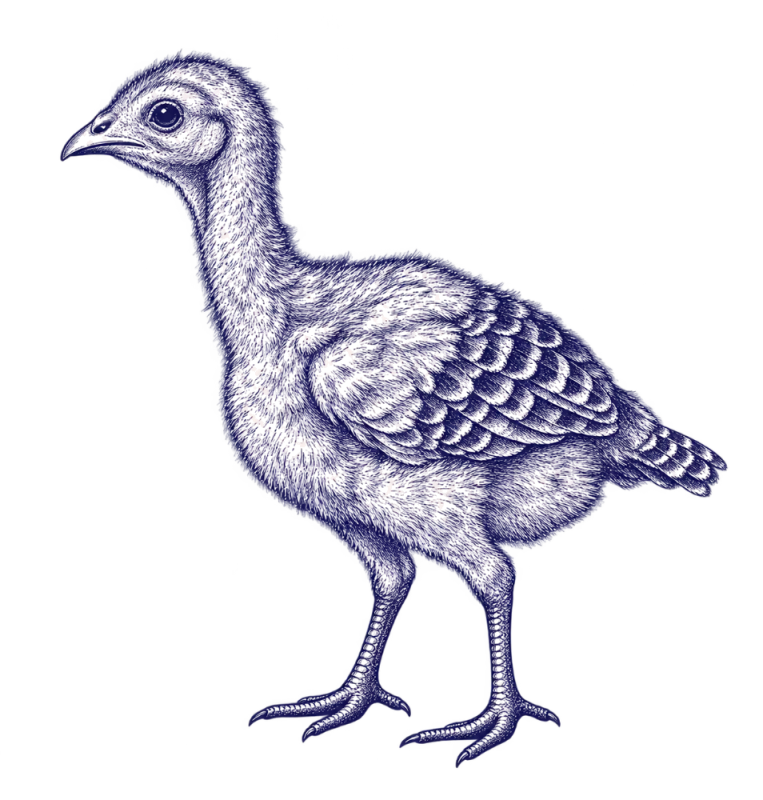 Engraved turkey poult